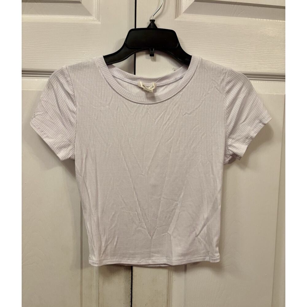 NWOT Bozzolo Women’s Ribbed Cropped Short Sleeve Top White Size Large